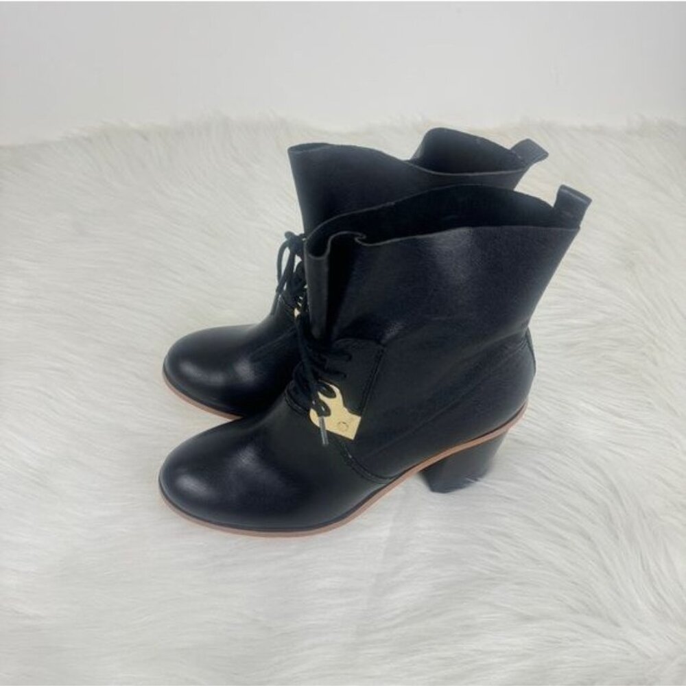 Women's Kensie Chase Partial Lace-Up Stacked Block Heel Ankle Bootie Size 8 BLK - Picture 9 of 11